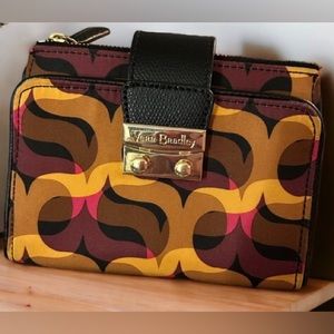 Vera Bradley Wallet PushLock Modern Lights w/ Leather trim Black Pink Gold New